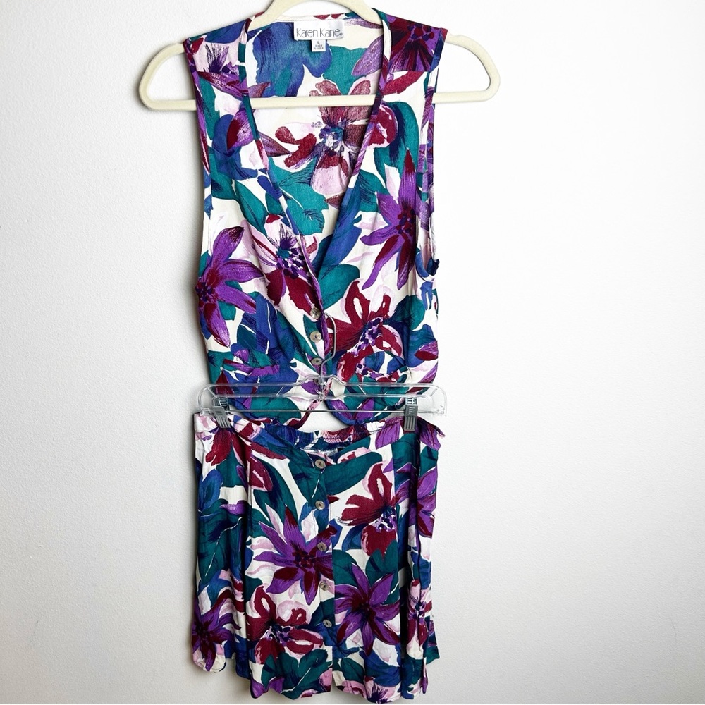 Vintage set Karen Kane crop and skirt set floral size: M